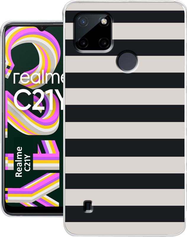 aemcesh Back Cover for Realme C21Y  (Black, White, Silicon, Pack of: 1)