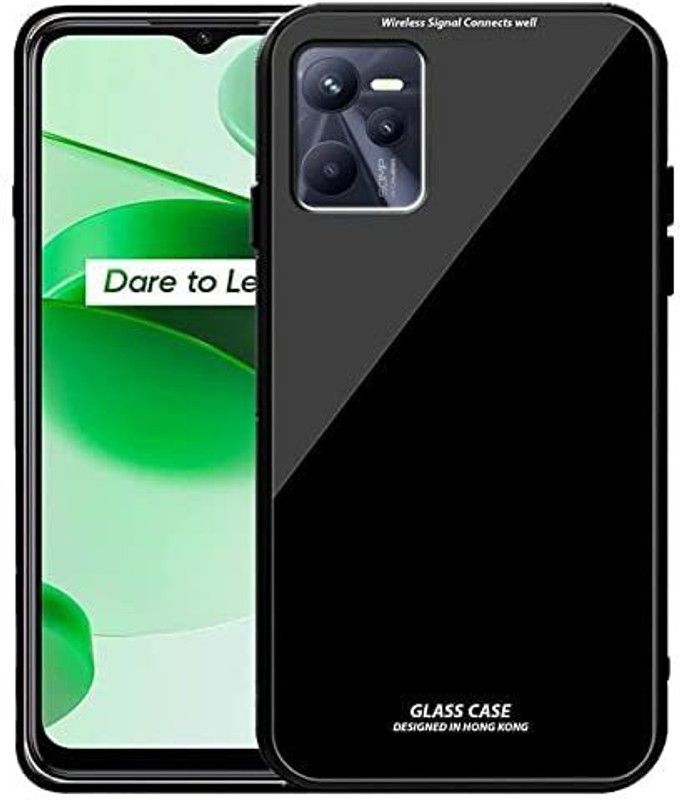 Riches Back Cover for Realme C35 |Luxurious Glass Back Case Cover  (Black, Rugged Armor, Pack of: 1)