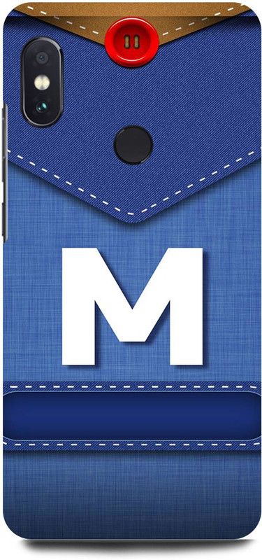 FUGGA Back Cover for Redmi Note 5 Pro, M, LETTER, ALPHABET, BLUE, JEANS, PATTERN, M, NAME  (Multicolor, Hard Case, Pack of: 1)