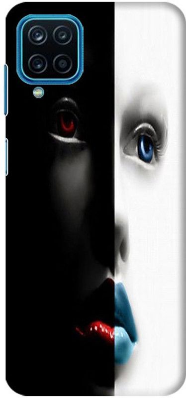 PNBEE Back Cover for Samsung Galaxy A12  (Black, White, Hard Case, Pack of: 1)
