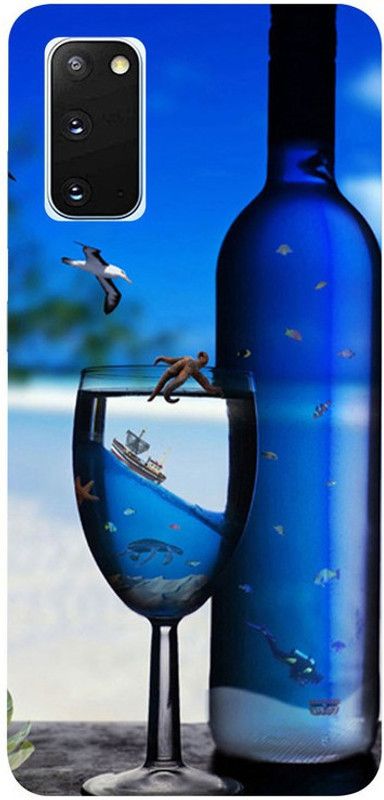 Golden Mask Back Cover for Samsung Galaxy S20 Blue Champagne  (Multicolor, Waterproof, Silicon, Pack of: 1)