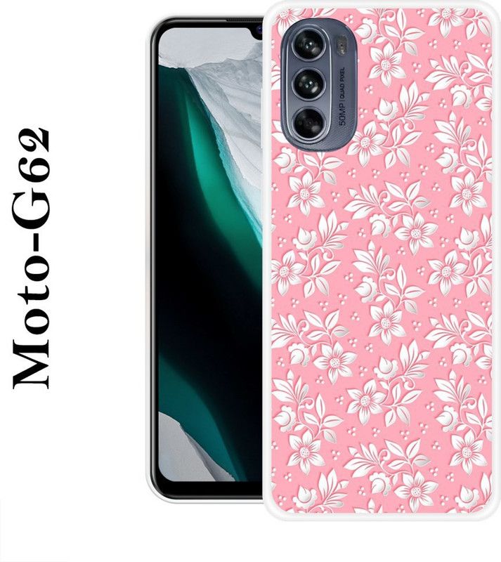 SIMAWAT Back Cover for Motorola Moto G62  (Pink, White, Grip Case, Silicon)