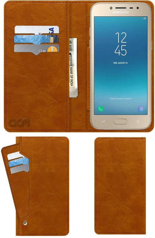 ACM Flip Cover for Samsung Galaxy J2 2018  (Gold, Cases with Holder, Pack of: 1)