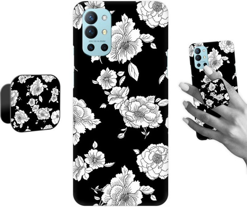 COBIERTAS Back Cover for Oneplus 9R  (Black, White, Cases with Holder, Pack of: 2)