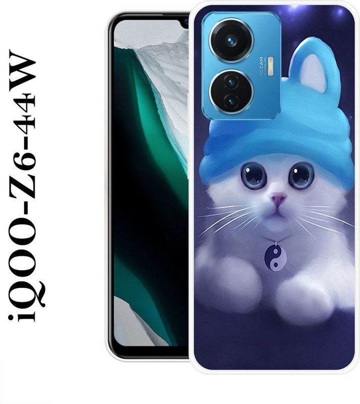 KUDI Back Cover for IQOO Z6 44W  (Blue, White, Silicon)
