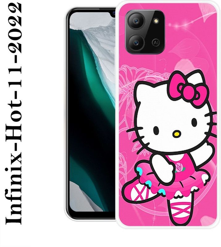 BAGRA Back Cover for Infinix Hot 11 2022  (Pink, White, Grip Case, Silicon)