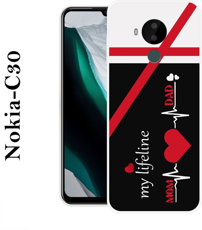 INDIALAND Back Cover for Nokia C30  (Black, White, Grip Case, Silicon)