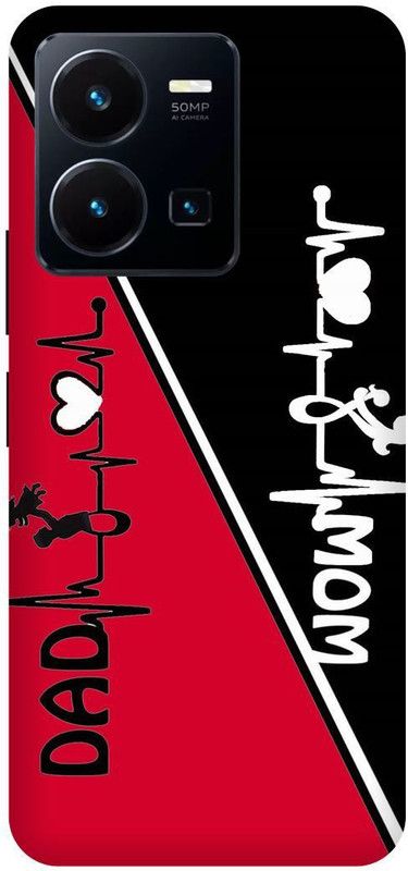 FRONK Back Cover for vivo Y35, V2205, MOM, DAD, MOTHER, FATHER, LOVE  (Red, Hard Case, Pack of: 1)