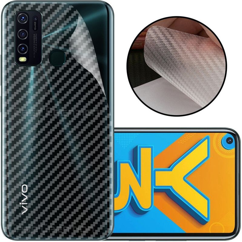 CASE CREATION Vivo Y50 Mobile Skin  (3D Carbon Fibre Transparent Back Skin Matte Finish)