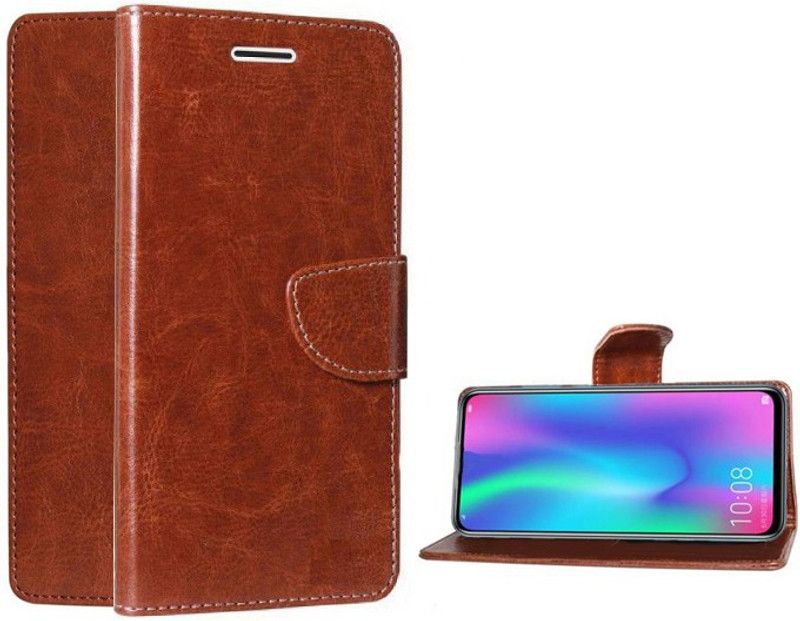 Mehsoos Flip Cover for Mi Redmi Go  (Brown, Dual Protection, Pack of: 1)