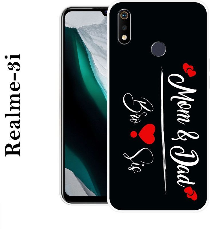 REALKING Back Cover for Realme 3i  (Black, White, Silicon)