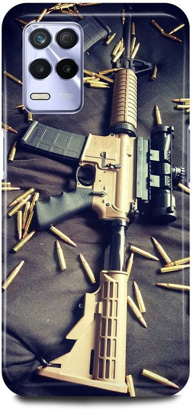 FRONK Back Cover for Realme 8 5G, RMX3241, GUN, RIFFLE, M416, BULLETS, BANDOOK  (Grey, Hard Case, Pack of: 1)