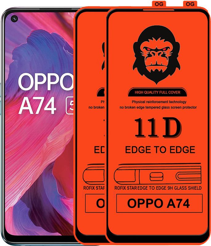 Rofix star Edge To Edge Tempered Glass for OPPO A74  (Pack of 2)