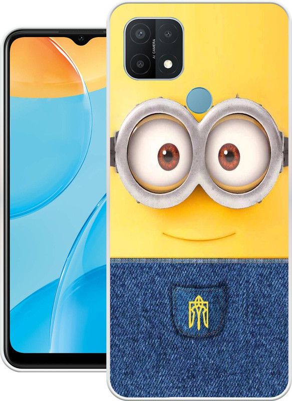Print maker Back Cover for Oppo A15  (Yellow, Blue, Grip Case, Silicon, Pack of: 1)