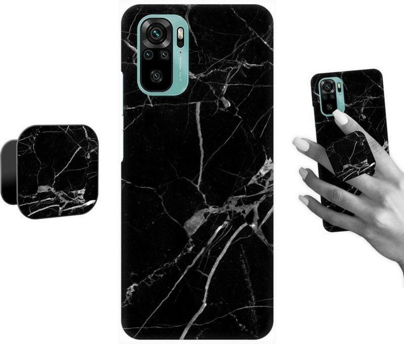 COBIERTAS Back Cover for Redmi Note 10  (Black, Grey, Cases with Holder, Pack of: 1)