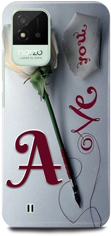 JUGGA Back Cover for Realme Narzo 50i, A LOVES A NAME,A NAME, A LETTER, ALPHABET,A LOVE A NAME  (Grey, Hard Case, Pack of: 1)