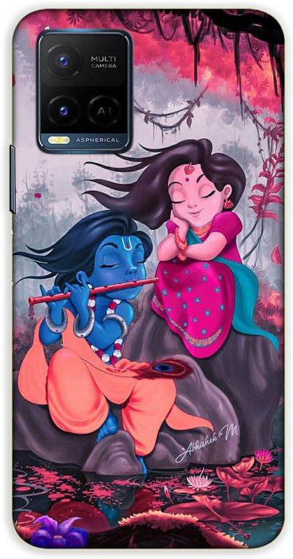 iprinto Back Cover for Vivo Y21,V2111, Vivo Y33s,V2109 Radha Krishna Lord Krishna Kanha Back Cover  (Red, Hard Case)