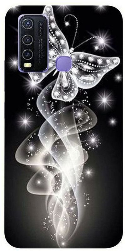 Skyhawk Back Cover for Vivo Y30 Black Background With White Butterfly  (Multicolor, Waterproof, Silicon, Pack of: 1)