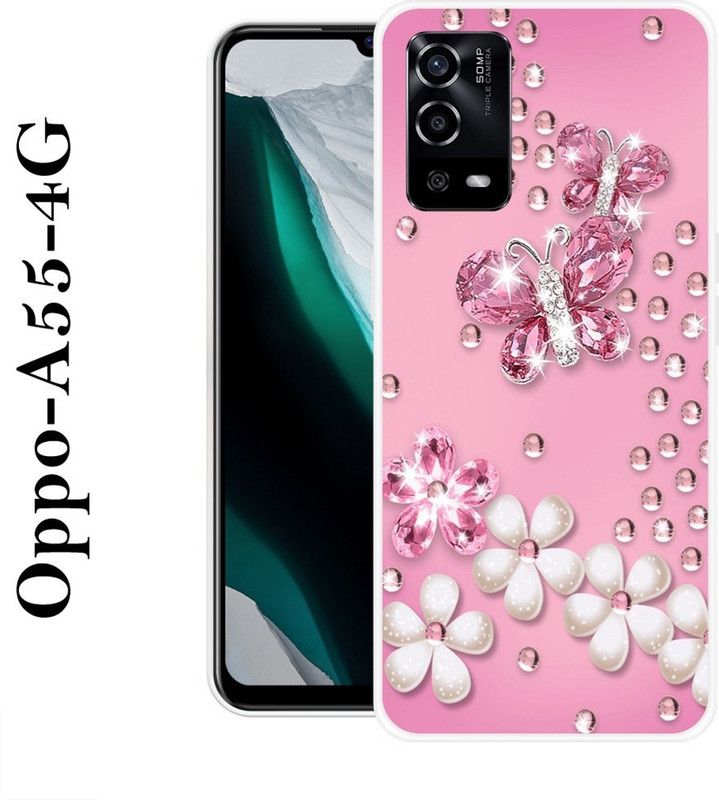 KUDI Back Cover for Oppo A55 4G  (Pink, Silicon)