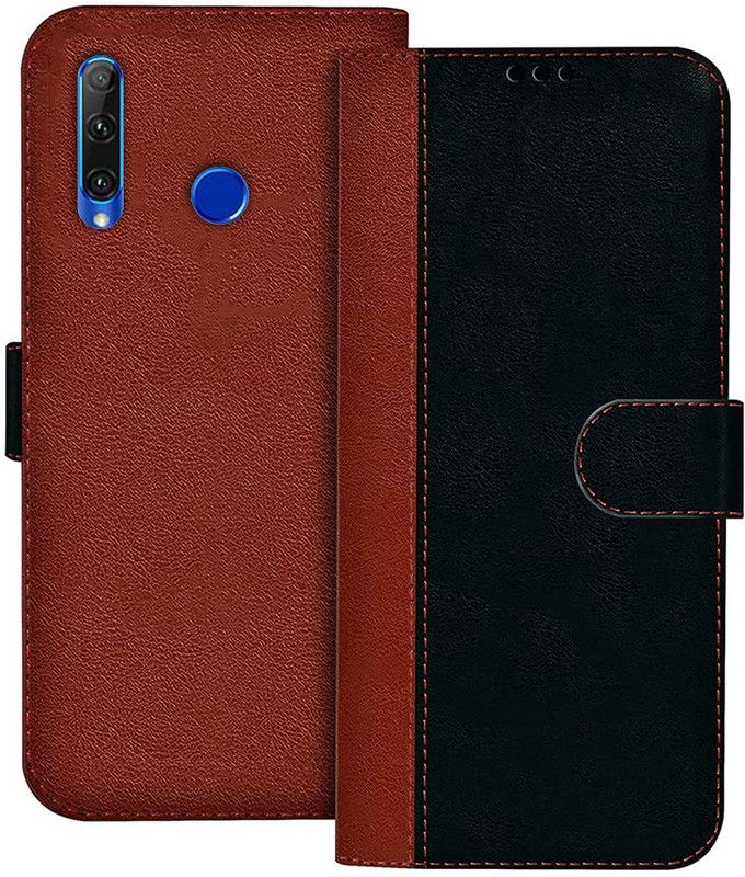 Kridha Flip Cover for Honor 20i flip cover | HRY-AL00Ta flip cover | HRY-TL00T | Black, Brown Design  (Black, Magnetic Case)