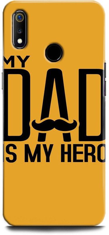 Afterglow Back Cover for Realme 3 Pro MY DAD IS MY HERO, QUTIO, DAD LOGO, HERO  (Multicolor, Shock Proof, Pack of: 1)