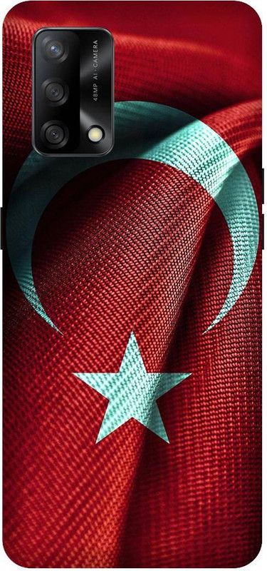 UMPRINT Back Cover for Oppo F19/CPH2219 Turk Bayragi Turkis Flag Printed Back Cover  (Multicolor, Hard Case, Pack of: 1)