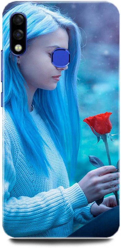 FRONK Back Cover for Infinix Hot 7 Pro, CUTE, GIRL, ROSE, LOVELY, GIRL  (Blue, Hard Case, Pack of: 1)