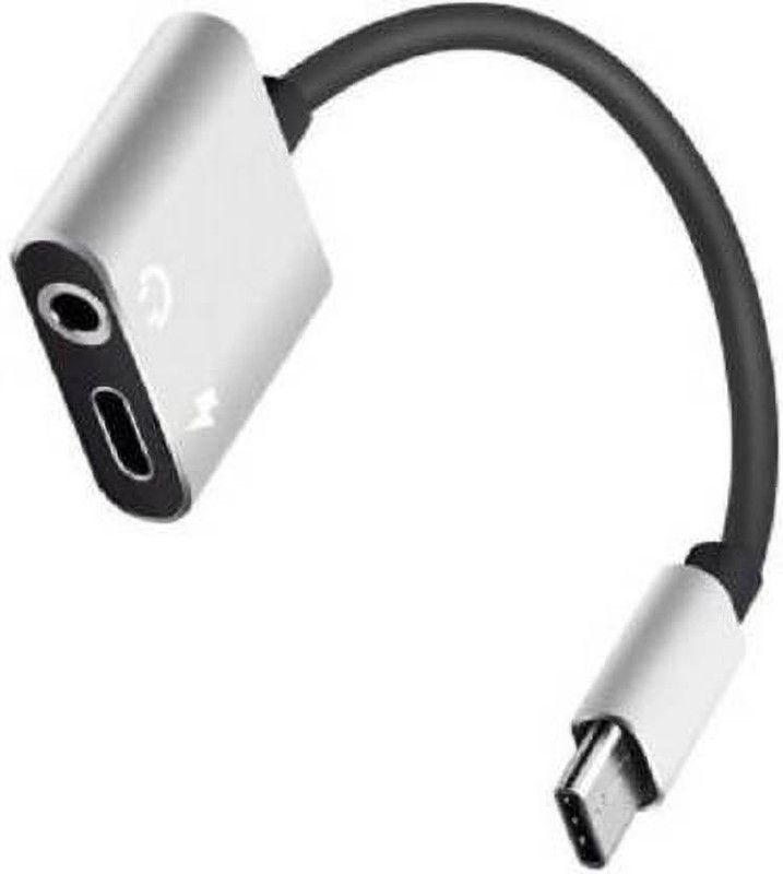 OXZA Silver Type C Adapter USB Type C to 3.5mm Audio Jack Headphone Adapter 2 in 1 0.12 m Headphone Splitter Phone Converter  (Android, iOS)