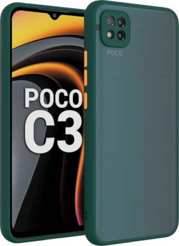 MobiWay Back Cover for Poco C3  (Green, Camera Bump Protector, Pack of: 1)