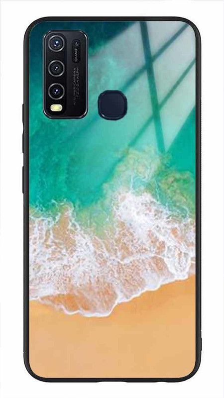 NDCOM Back Cover for Vivo Y50 Ocean Beach Printed Glass Case  (Multicolor, Grip Case, Pack of: 1)