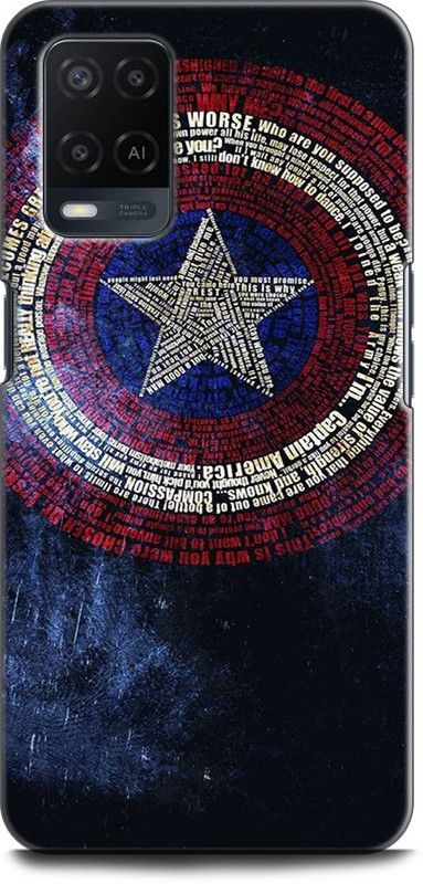 INDICRAFT Back Cover for OPPO A54, CPH2239 CAPTAIN AMERICA, SHIELD, COMICS, MARVEL, SUPEHERO  (Multicolor, Dual Protection, Pack of: 1)