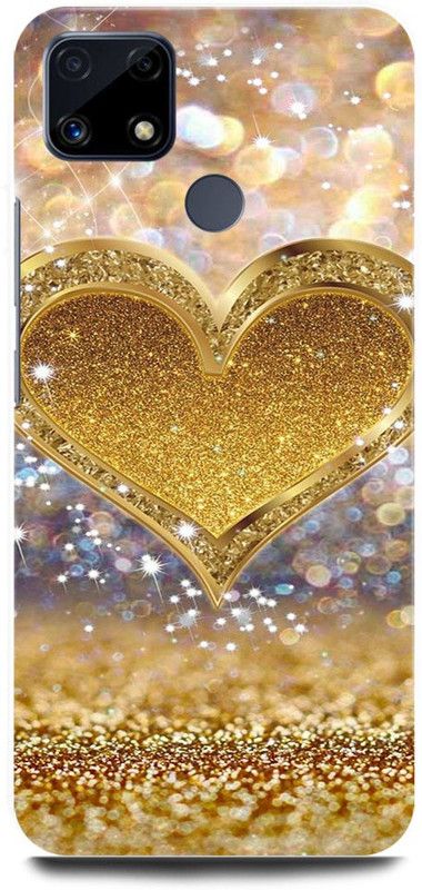 FRONK Back Cover for Realme C25s, RMX3197, GOLDEN, SPARKLE, HEART, DIL  (Gold, Hard Case)