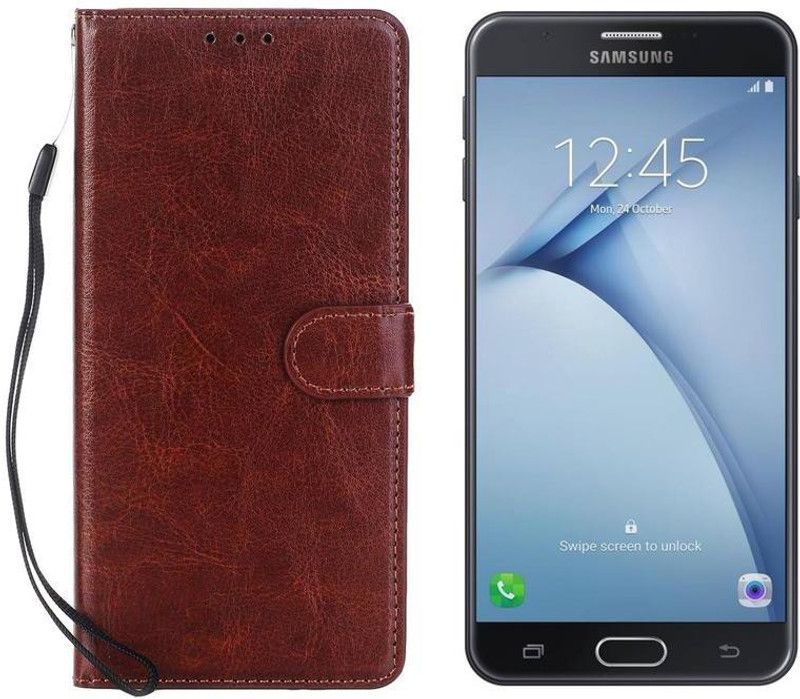 Dgeot Flip Cover for Samsung Galaxy On Nxt (Black, 64 GB) (3 GB RAM)  (Brown, Dual Protection, Pack of: 1)
