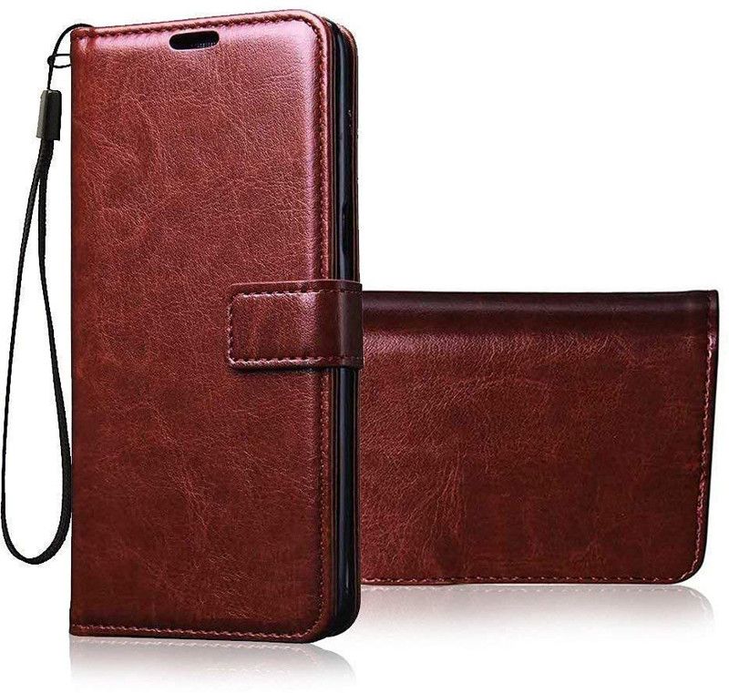 DC Electro Flip Cover for Samsung Galaxy A72 | Inner TPU | Foldable Stand | Wallet Card Slots | Complete Protection Cover  (Brown, Hard Case)