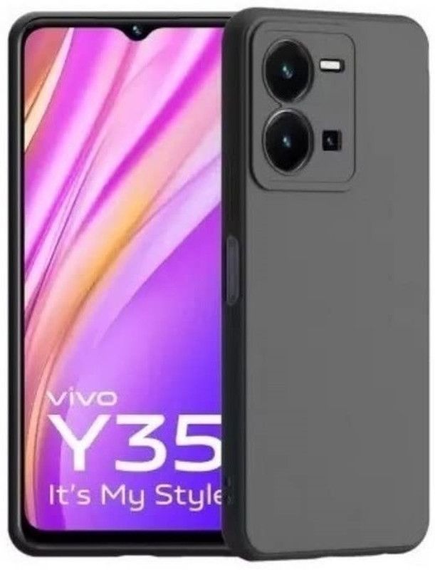 S-Softline Back Cover for Vivo Y35, inner Soft Microfiber Cloth Cushion Lining Durable And Protective  (Black, Pack of: 1)