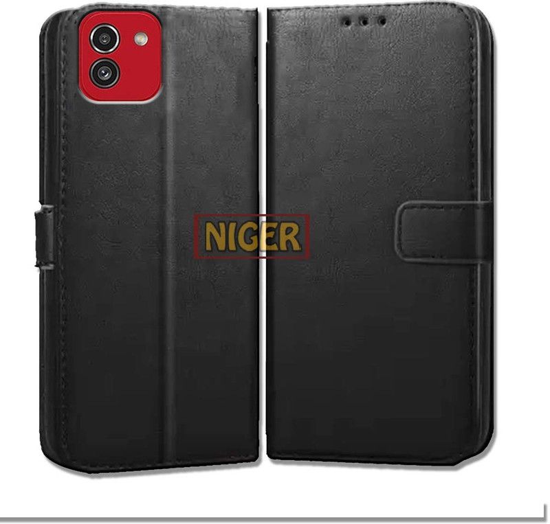 Niger Back Cover for Samsung A03  (Black, Cases with Holder, Pack of: 1)
