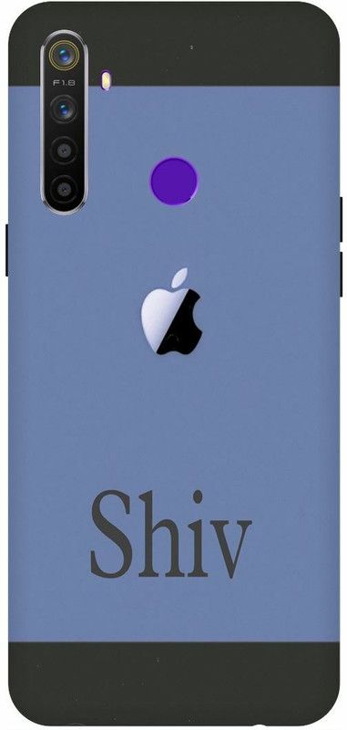 COVERJET Back Cover for Realme 5i-APPLE- LOGO- SHIV- NAME- PATTERN  (Blue, Hard Case, Pack of: 1)