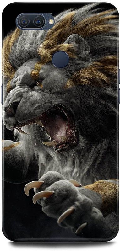 FRONK Back Cover for OPPO A7, CPH1901, ANGRY, LION, SHER  (Brown, Hard Case)