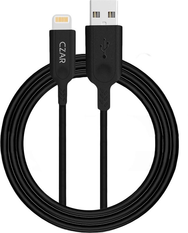 Czar Lightning Cable 1 m MFi Certified 3.3 ft/1 m High Durability USB A to Lightning Cable (Black)  (Compatible with iPhone, iPad, Black, One Cable)