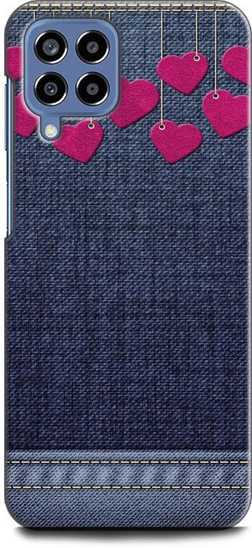 WallCraft Back Cover for SAMSUNG Galaxy M53 5G JEANS, BLUE, ABSTRACT, TEXTURE, FABRIC, HEARTS  (Multicolor, Dual Protection, Pack of: 1)