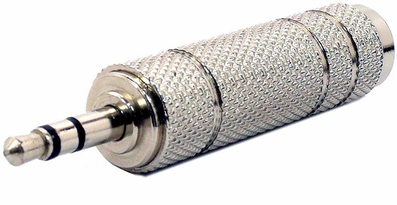 HI-PLASST Stereo Audio Cable 0 m 3.5mm Stereo Male to 6.3mm Stereo Female Adapter Converter (1 Pack) (Silver)  (Compatible with TV, Smartphone, Audio jack,Computer,Laptop,Guitar, Silver, One Cable)