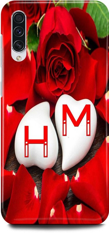 JUGGA Back Cover for SAMSUNG Galaxy A70s, H LOVES M NAME,H NAME, M LETTER, ALPHABET,H LOVE M NAME  (Red, Hard Case, Pack of: 1)