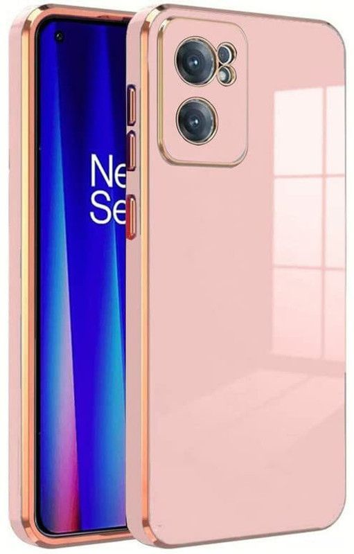 Casely Back Cover for OnePlus Nord CE 2 5G |Gold Plated Frame Slim Shockproof | Soft TPU  (Pink, Flexible, Pack of: 1)