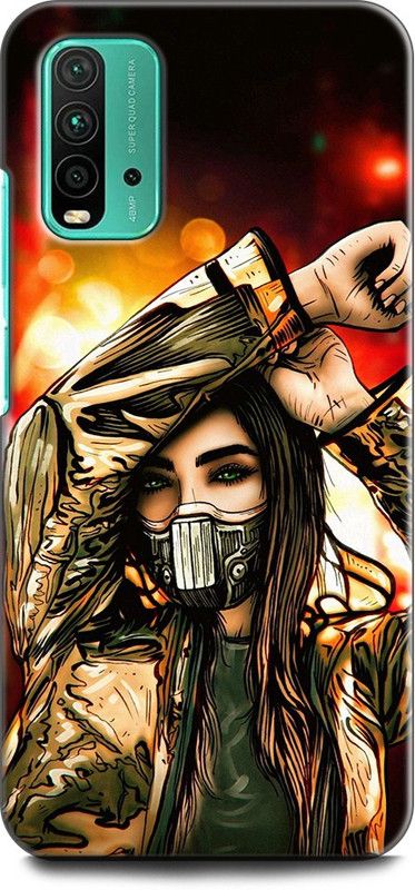 KEYCENT Back Cover for REDMI 9 Power GIRL, MASK, CUTE GIRL, ART, ANIME, RESPIRATOR, TEXTURE, MASK GIRL  (Multicolor, Pack of: 1)