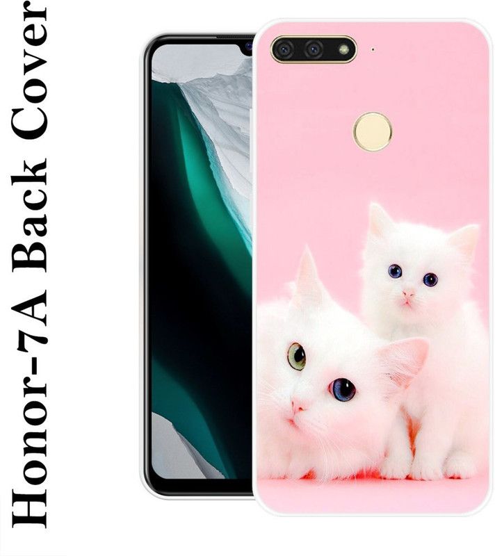KLC Back Cover for Honor 7A  (Pink, White, Silicon)