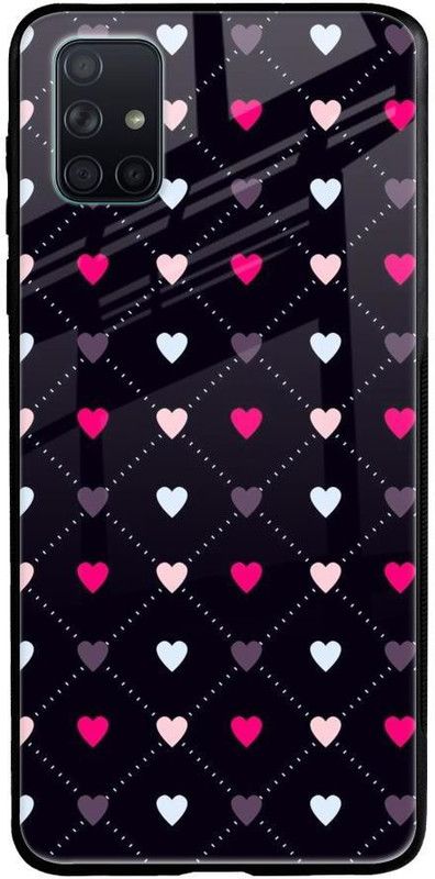 QRIOH Glass Back Cover for Samsung Galaxy A71  (Black, Grip Case, Silicon, Pack of: 1)