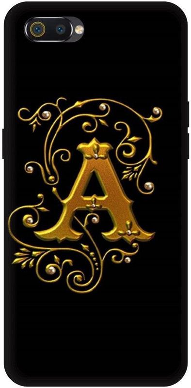 THE NARAYANA COLLECTIONS Back Cover for REALME C2-RMX1941-A,NAME,LATTER,ALPHABET,GOLDEN  (Multicolor, Hard Case, Pack of: 1)