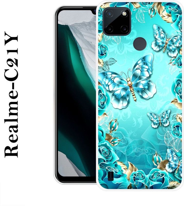 Sswastik Back Cover for Realme C21Y  (Blue, Gold, Grip Case, Silicon)