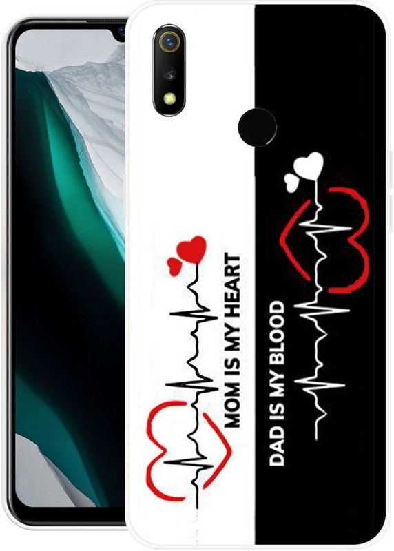 Khadoliya Back Cover for Realme 3, Realme 3i  (Black, White, Grip Case, Silicon)