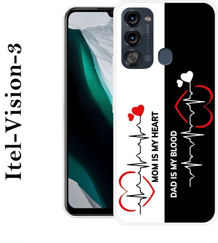 REALKING Back Cover for Itel Vision 3  (Black, White, Silicon)